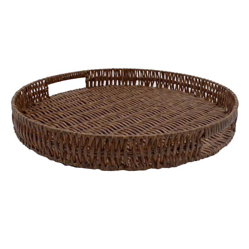 15In Brown Wicker Tray 3 15In Brown Wicker Tray