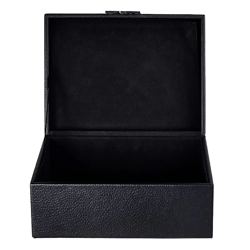 Black Leather Decorative Box, Small 4 Black Leather Decorative Box, Small - Image 2