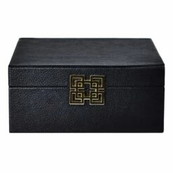Black Leather Decorative Box, Small