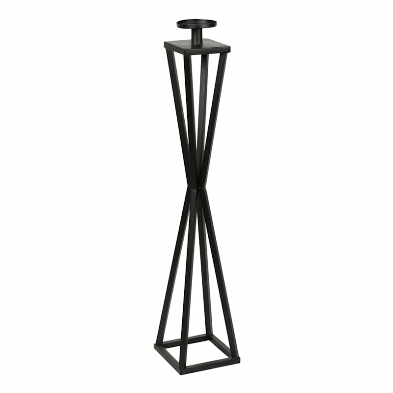 Black Metal Candle Holder, Large 3 Black Metal Candle Holder, Large