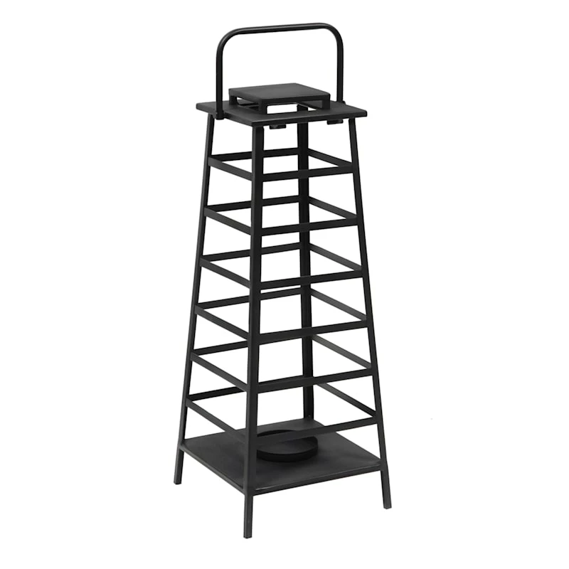Black Metal Floor Lantern, 22" 3 Black Metal Floor Lantern, 22"