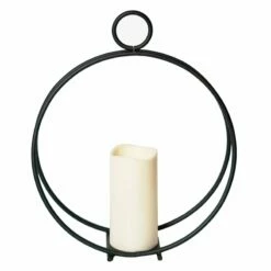 Black Metal Round Lantern, 21"