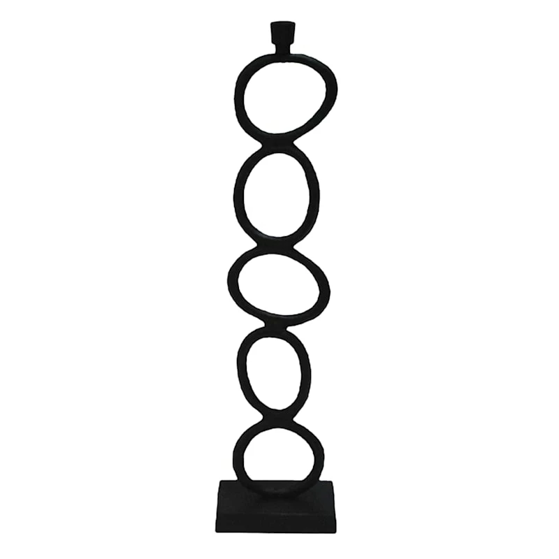 Black Stacked Circle Candle Holder, 24" 3 Black Stacked Circle Candle Holder, 24"
