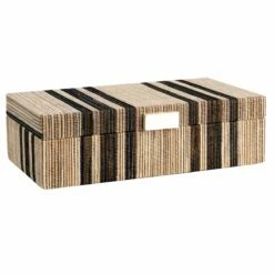 Black Striped Water Hyacinth Decorative Box, 13x4