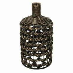 Black Water Hyacinth & Metal Vase, 28"