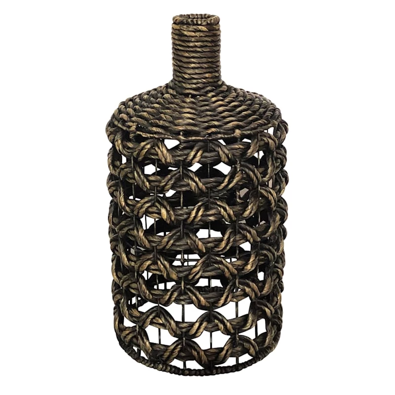 Black Water Hyacinth & Metal Vase, 28" 3 Black Water Hyacinth & Metal Vase, 28"