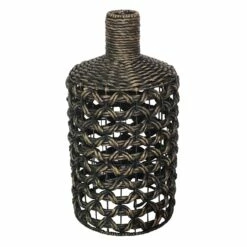 Black Water Hyacinth & Metal Vase, 34"