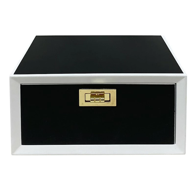 Black & White Decorative Wood Box, 6x3 3 Black & White Decorative Wood Box, 6x3