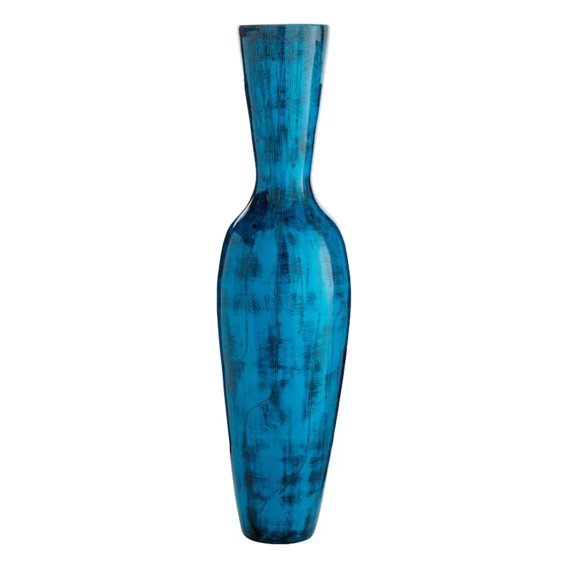 Blue Bamboo Spun Floor Vase, 36" 3 Blue Bamboo Spun Floor Vase, 36"