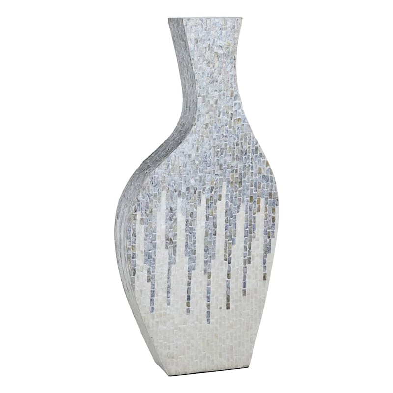 Blue Capiz Shell Floor Vase, 36" 3 Blue Capiz Shell Floor Vase, 36"