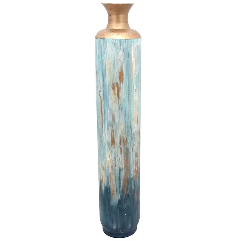 Blue & Gold Floor Vase, 40" 3 Blue & Gold Floor Vase, 40"