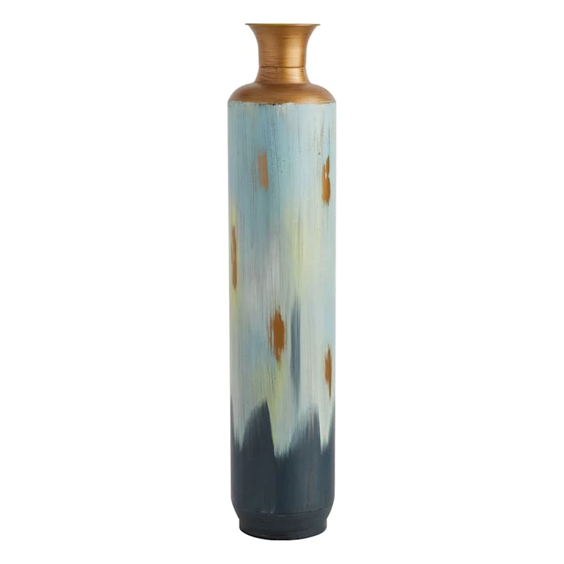 Blue & Gold Metal Floor Vase, 36" 3 Blue & Gold Metal Floor Vase, 36"