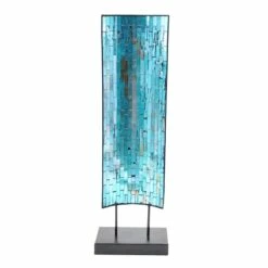 Blue Metal Mosaic Floor Decor, 29"