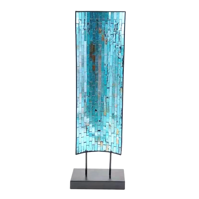 Blue Metal Mosaic Floor Decor, 29" 3 Blue Metal Mosaic Floor Decor, 29"