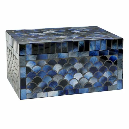 Blue Mosaic Glass Decorative Box, 8" -Home Decoration Sales Shop blue mosaic glass decorative box 8