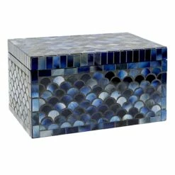 Blue Mosaic Glass Decorative Box, 9"