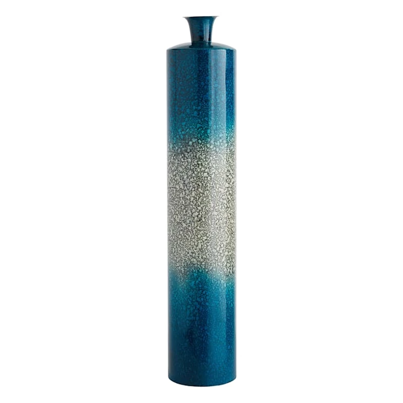 Blue Ombre Metal Bottle Floor Vase, 38" 3 Blue Ombre Metal Bottle Floor Vase, 38"