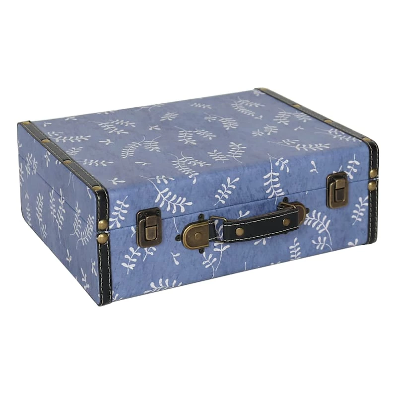 Blue Printed Luggage Box Decor, 13x9 3 Blue Printed Luggage Box Decor, 13x9