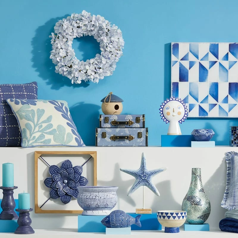 Blue Printed Luggage Box Decor, 13x9 4 Blue Printed Luggage Box Decor, 13x9 - Image 2