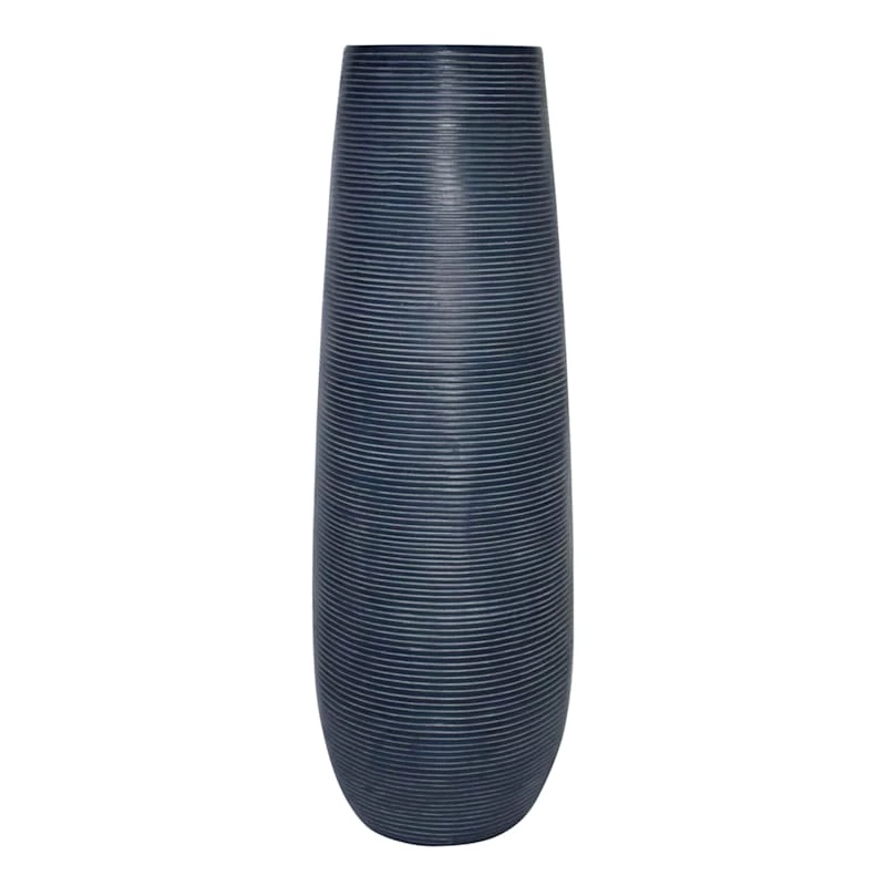 Blue Striated Floor Vase, 36" 3 Blue Striated Floor Vase, 36"