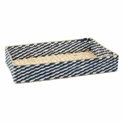 Blue & Tan Seagrass Tray, 20x14
