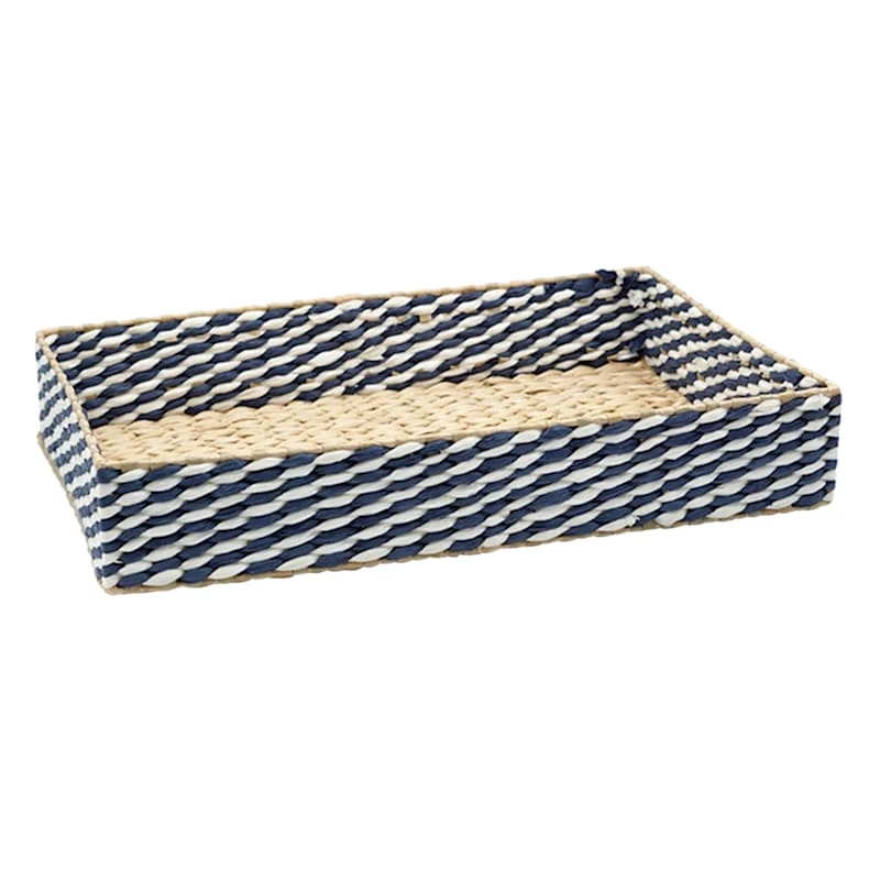Blue & Tan Seagrass Tray, 20x14 3 Blue & Tan Seagrass Tray, 20x14