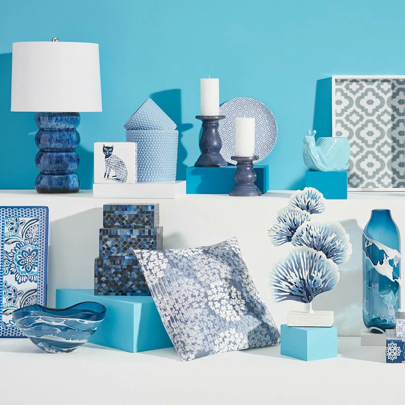 Blue & White Glass Decorative Bowl, 6" 4 Blue & White Glass Decorative Bowl, 6" - Image 2