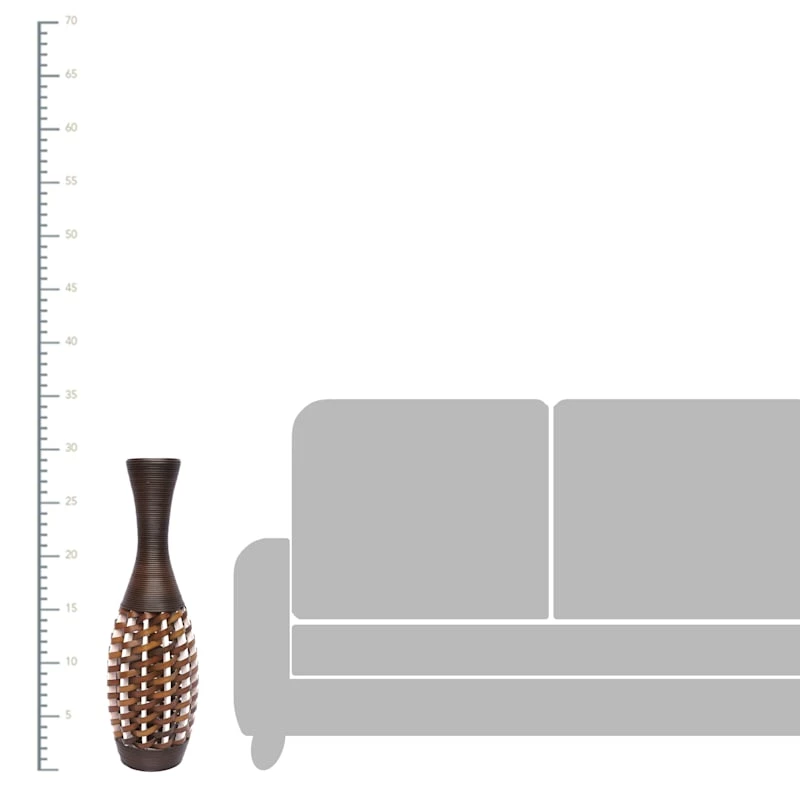 Brown Rattan Floor Vase, 29" 3 Brown Rattan Floor Vase, 29" - Image 2