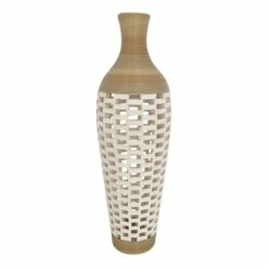 Brown Rattan Floor Vase, 39"
