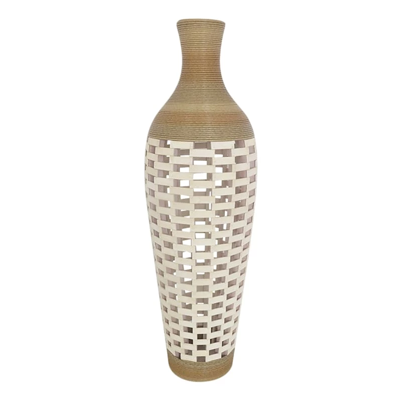 Brown Rattan Floor Vase, 39" 3 Brown Rattan Floor Vase, 39"