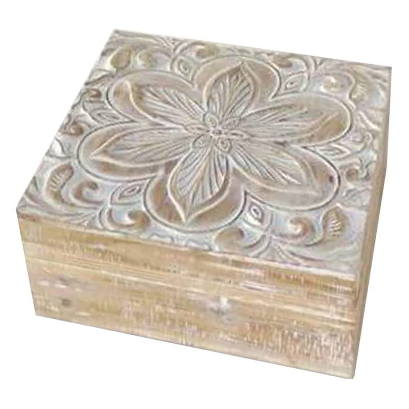Carved Wood Box, Large 3 Carved Wood Box, Large