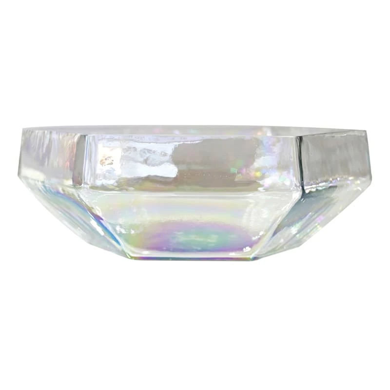 Clear Glass Hexagon Bowl, 10" 3 Clear Glass Hexagon Bowl, 10"