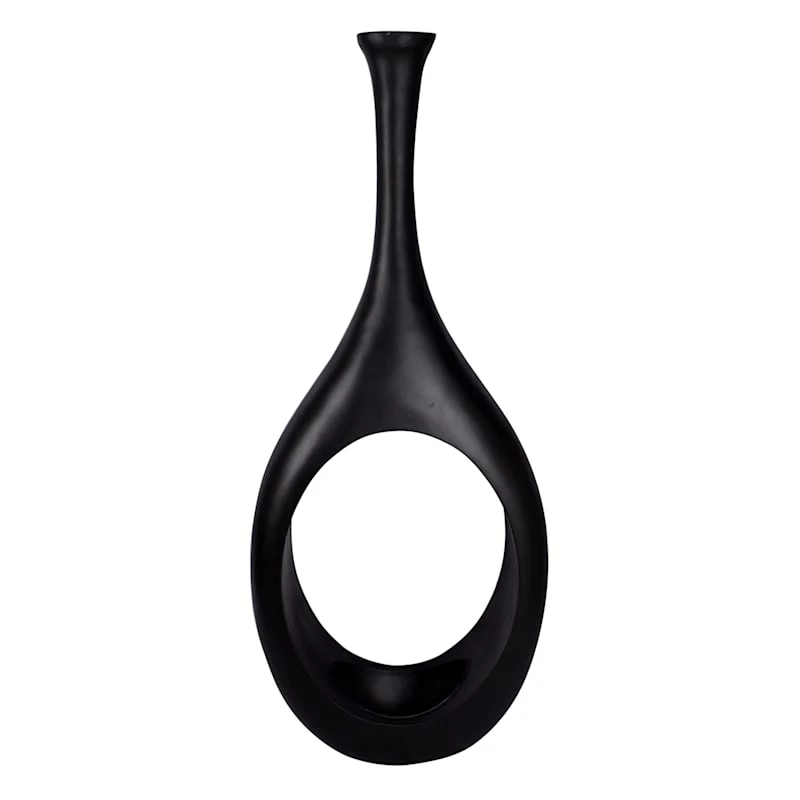 Crosby St Black Open Circle Floor Vase, 48" 3 Crosby St Black Open Circle Floor Vase, 48"