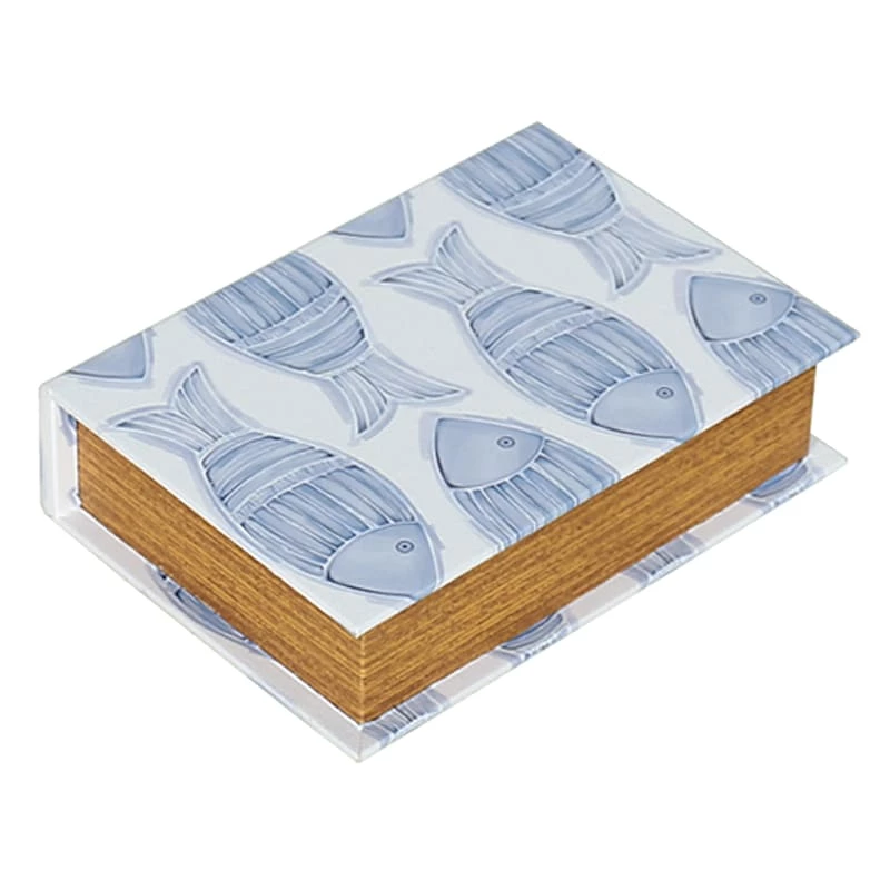Fish Printed Book Box, Medium 3 Fish Printed Book Box, Medium