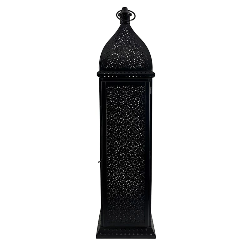 Found & Fable Black Punched Metal Lantern, 32" 4 Found & Fable Black Punched Metal Lantern, 32" - Image 2