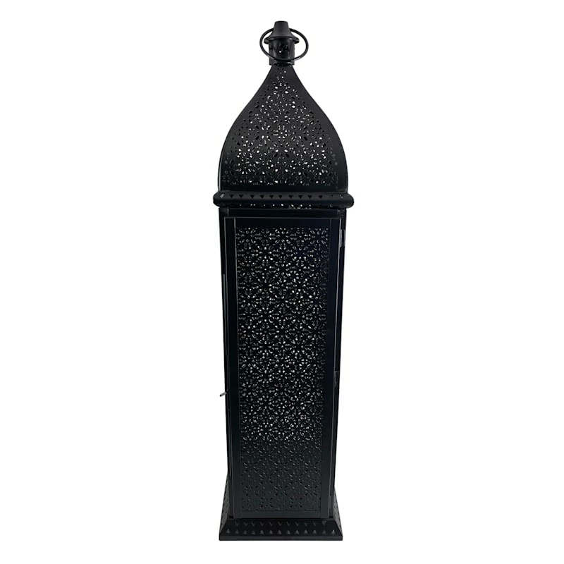 Found & Fable Black Punched Metal Lantern, 32" 3 Found & Fable Black Punched Metal Lantern, 32"