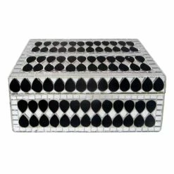 Found & Fable Black & Silver Mosaic Box, 4x8