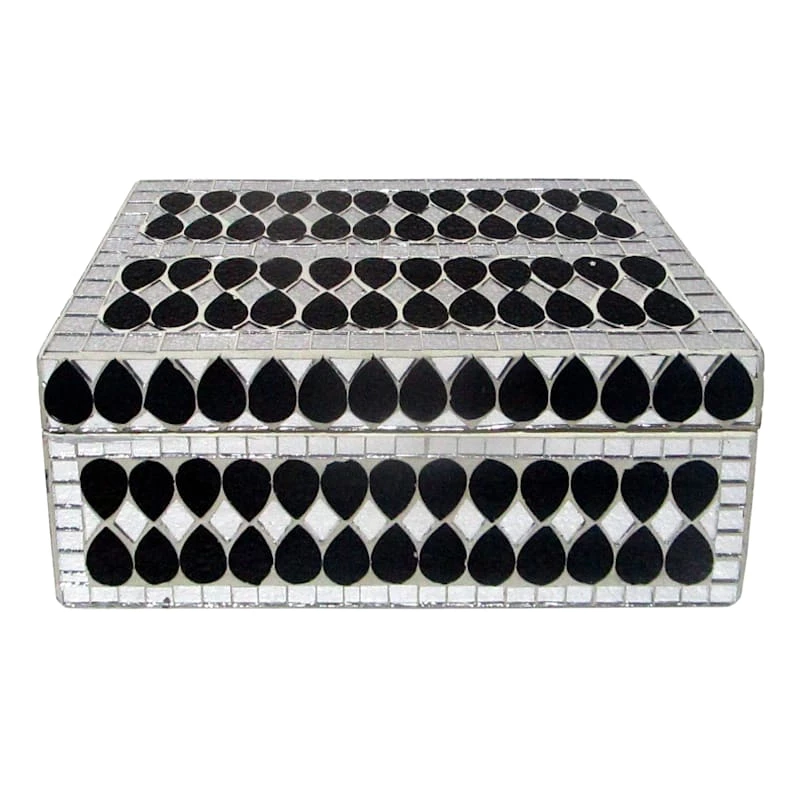 Found & Fable Black & Silver Mosaic Box, 4x8 3 Found & Fable Black & Silver Mosaic Box, 4x8