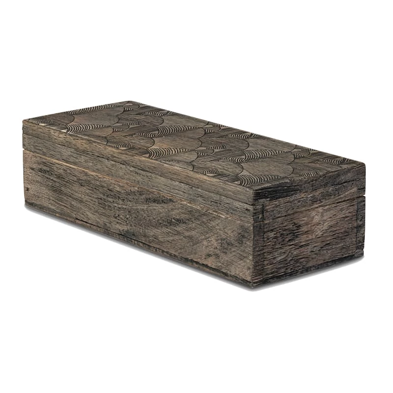 Found & Fable Etched Wooden Box, 4x10 3 Found & Fable Etched Wooden Box, 4x10