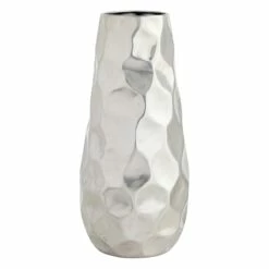 Found & Fable Hammered Silver Metal Floor Vase, 23"