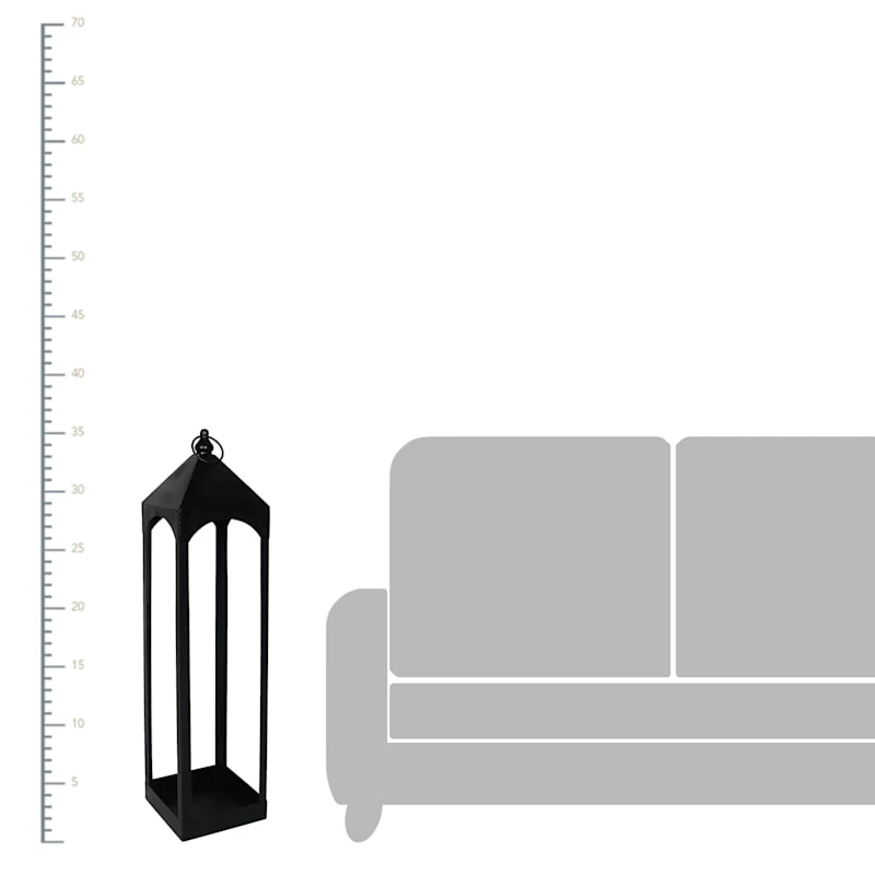 Found & Fable Oversized Black Metal Floor Lantern, 35" 4 Found & Fable Oversized Black Metal Floor Lantern, 35" - Image 2