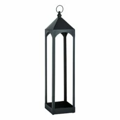 Found & Fable Oversized Black Metal Floor Lantern, 35"