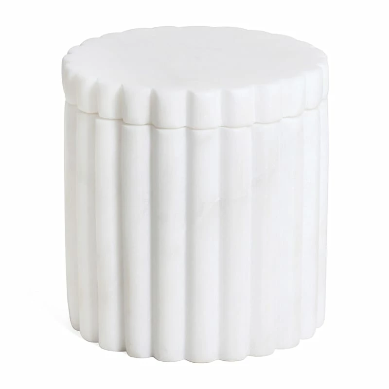 Found & Fable White Ribbed Marble Box 3 Found & Fable White Ribbed Marble Box
