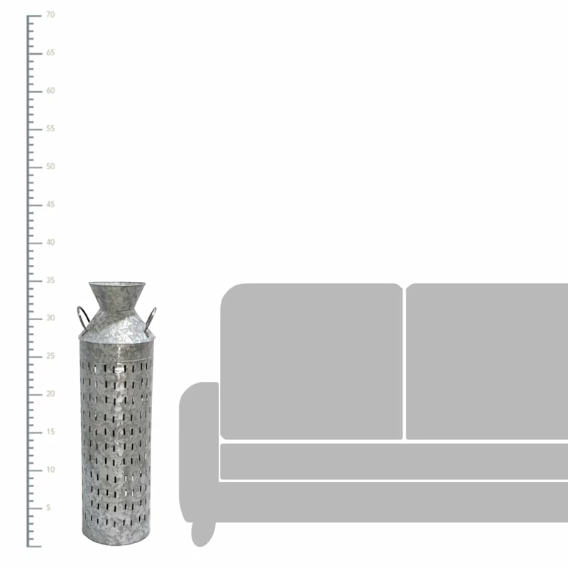 Galvanized Metal Floor Vase, 35" 4 Galvanized Metal Floor Vase, 35" - Image 2