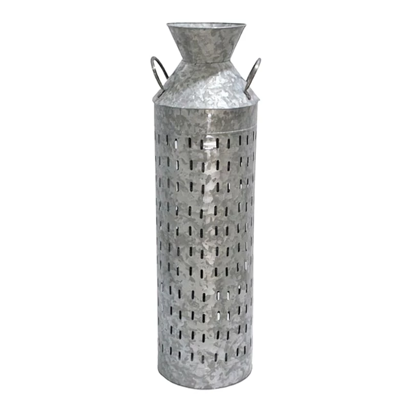 Galvanized Metal Floor Vase, 35" 3 Galvanized Metal Floor Vase, 35"
