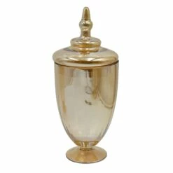 Glass Jar With Iron Plating, 13"