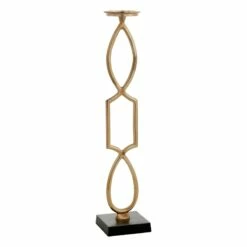 Gold Geo Pillar Candle Holder, 30"