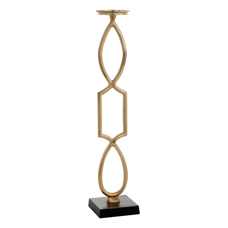 Gold Geo Pillar Candle Holder, 30" 3 Gold Geo Pillar Candle Holder, 30"