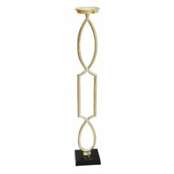 Gold Geo Pillar Candle Holder, 36"