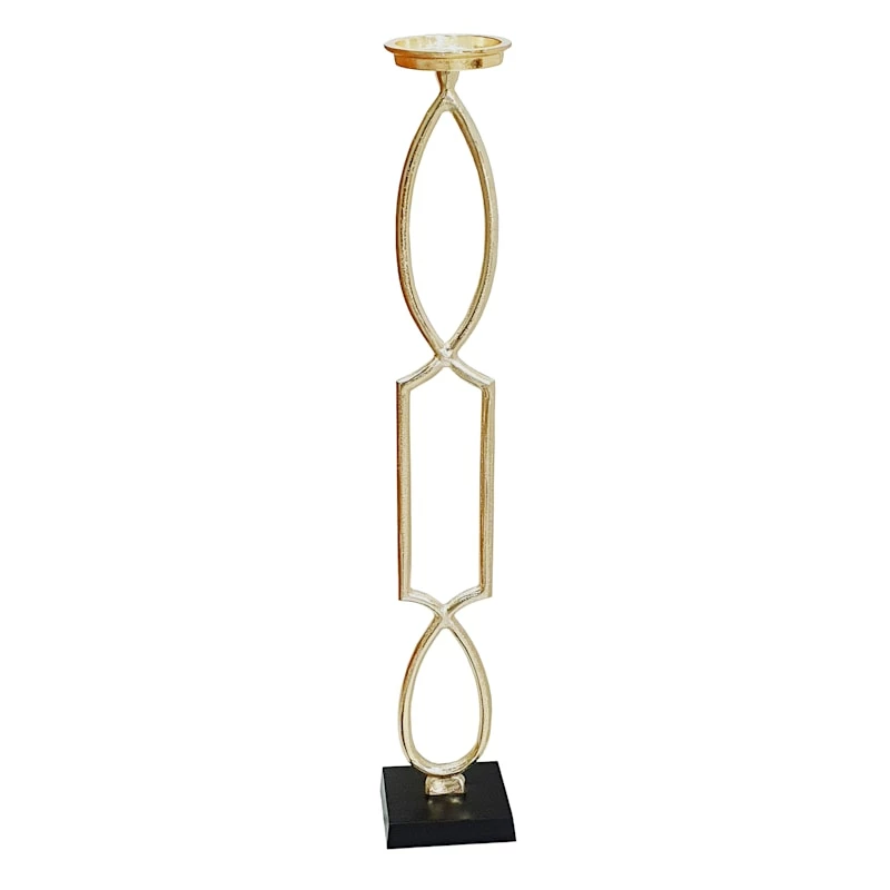 Gold Geo Pillar Candle Holder, 36" 3 Gold Geo Pillar Candle Holder, 36"